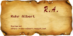 Rohr Albert névjegykártya